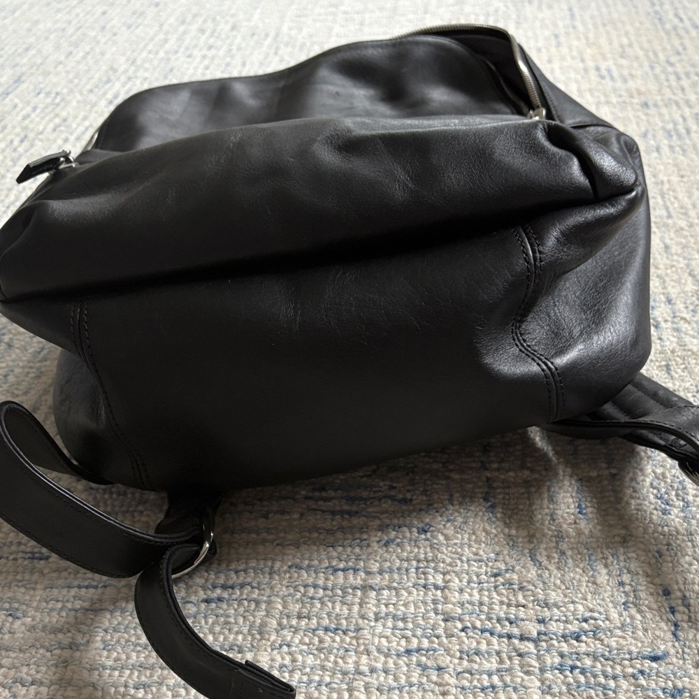 Shinola Detroit Runwell Backpack Bag Mens Black Leather Adjustable Commuter Tote - Picture 7 of 8